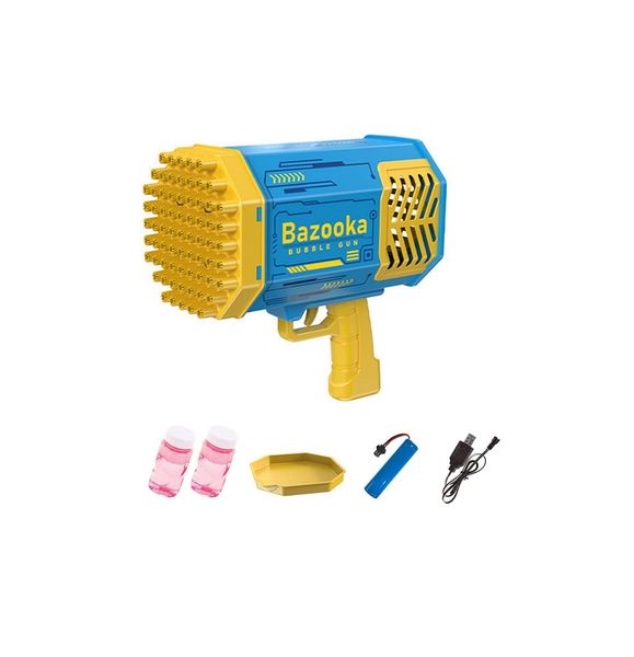 Rechargeable 69 Holes Upgraded Bazooka Bubble Gun With 2 Bubble Bottles