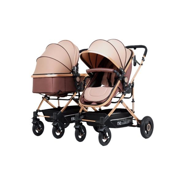 Belecoo Twin Split Stroller / Bassinet-Brown