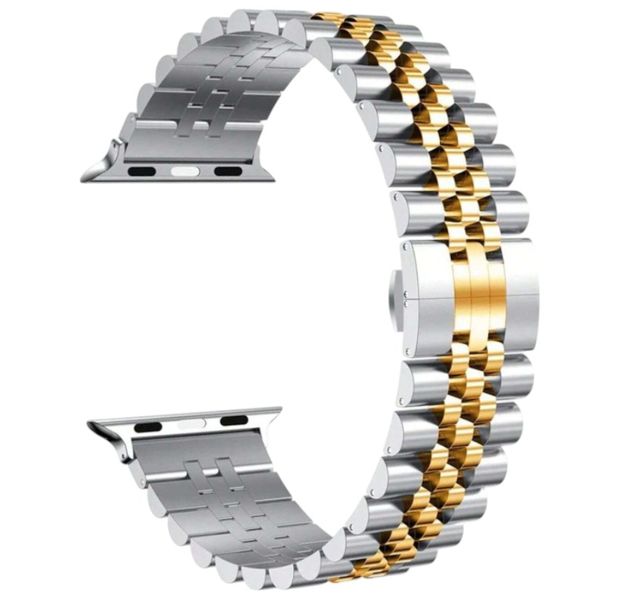 Vintage-Inspired Stainless Steel Timepiece Strap - Silver &amp; Gold