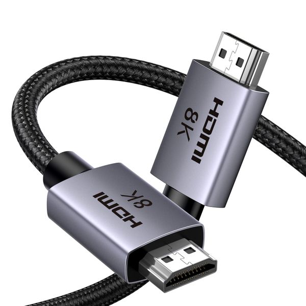 8K HDMI 2.1 Braided Cable with a bandwidth of 48 Gbps