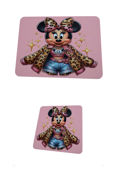 Minnie Mouse Animal Print - Mouse Pad And Coaster Set