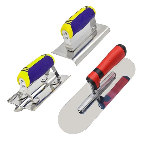 Tool DIY Stainless Steel Trowel Concrete Edger &amp; Groover Set of 3