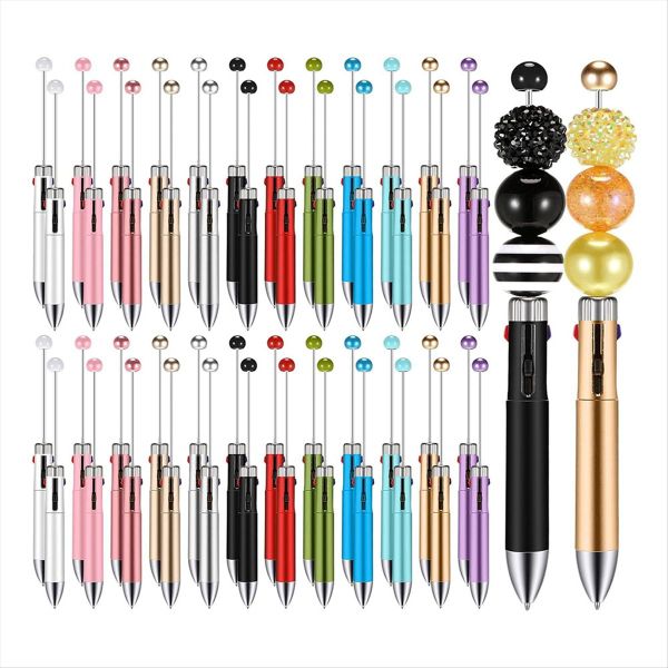 50 Pc Plastic Beaded Pens Bulk Multicolor Cute 1.0Mm Beaded Pens B