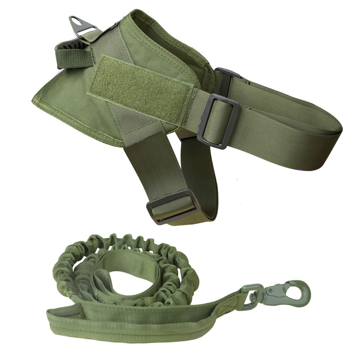 Adjustable Dog Vest Harness & Leash – Army Green