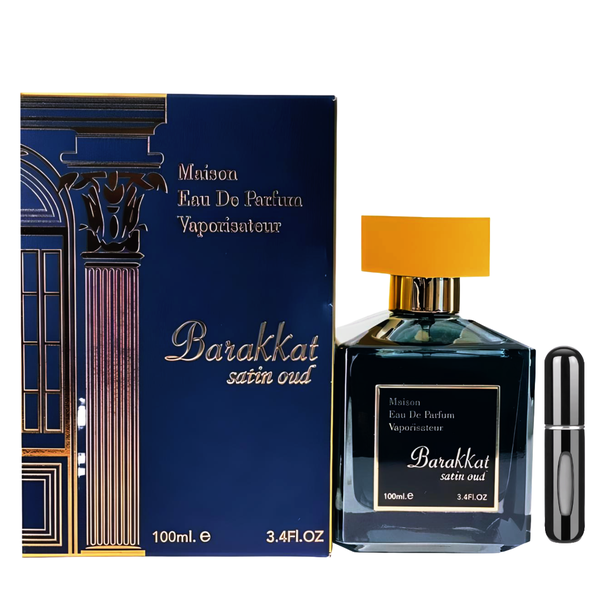 Barakkat Satin Oud EDP 100ml + Refilllable Decant with Perfume