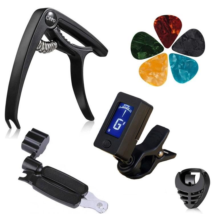 BasicX 9-Piece Guitar Tuner and Accessory Kit for Electric & Folk Guitars