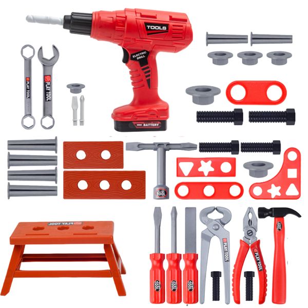 Kids' Tool Play Set of 41 Pretend Toy Electric Drill Plier Wrench Realistic