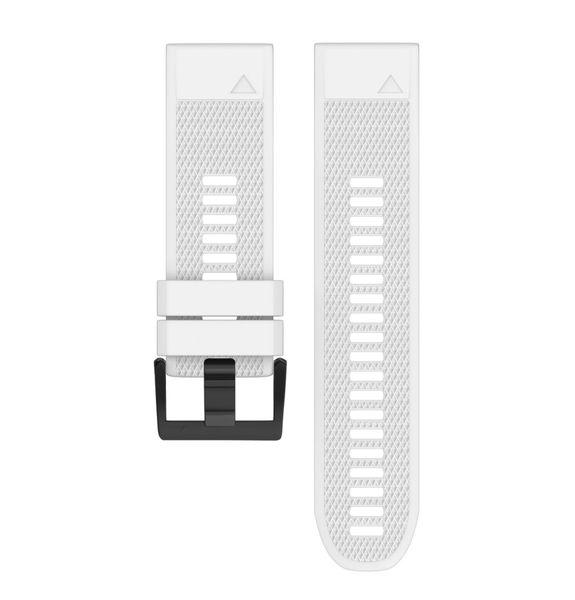 TechByte Silicone Strap for Garmin Fenix 7X/6X/5X/5X+/3/Tactix -26mm- White