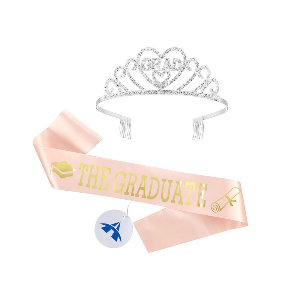 Graduation Celebration Sash and Tiara Rainstone Tiara-Pink & Silver ...