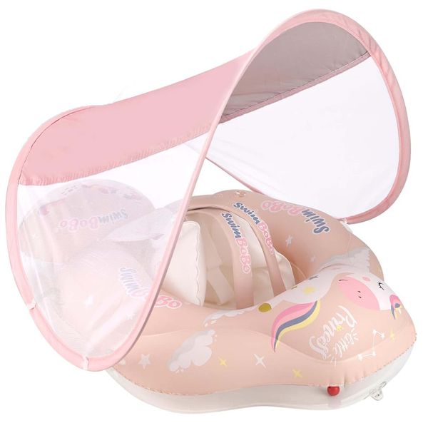 Small Swimming Inflatable Pool Toys for Baby Swim Float with Sun Canopy