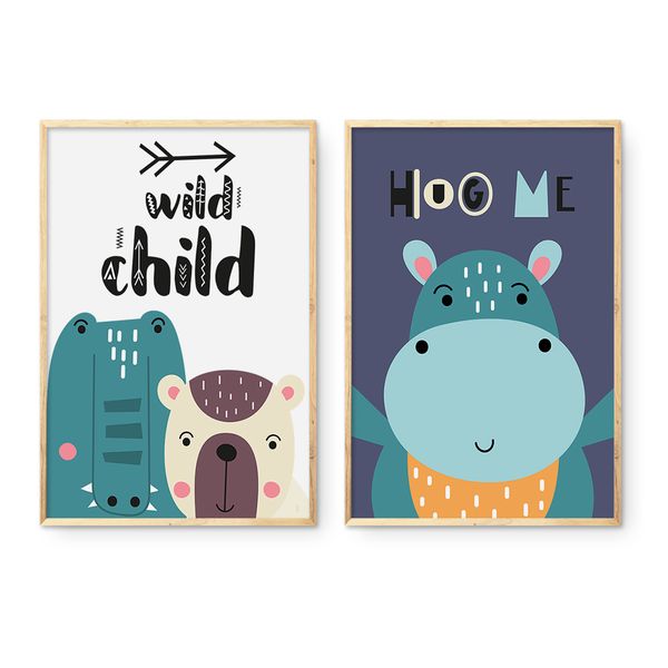 Cape Art Framed Canvas 2 Piece 40x60cm Wild Child Hug Me