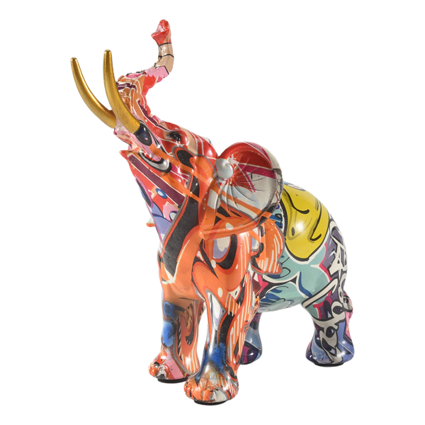 Painting Graffiti Elephant Sculpture Resin Animal Statue Decor A