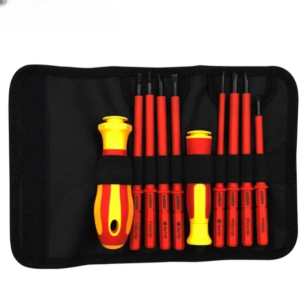 Electrician's Screwdriver Set - Interchangeable Heads, Textile Storage Kit