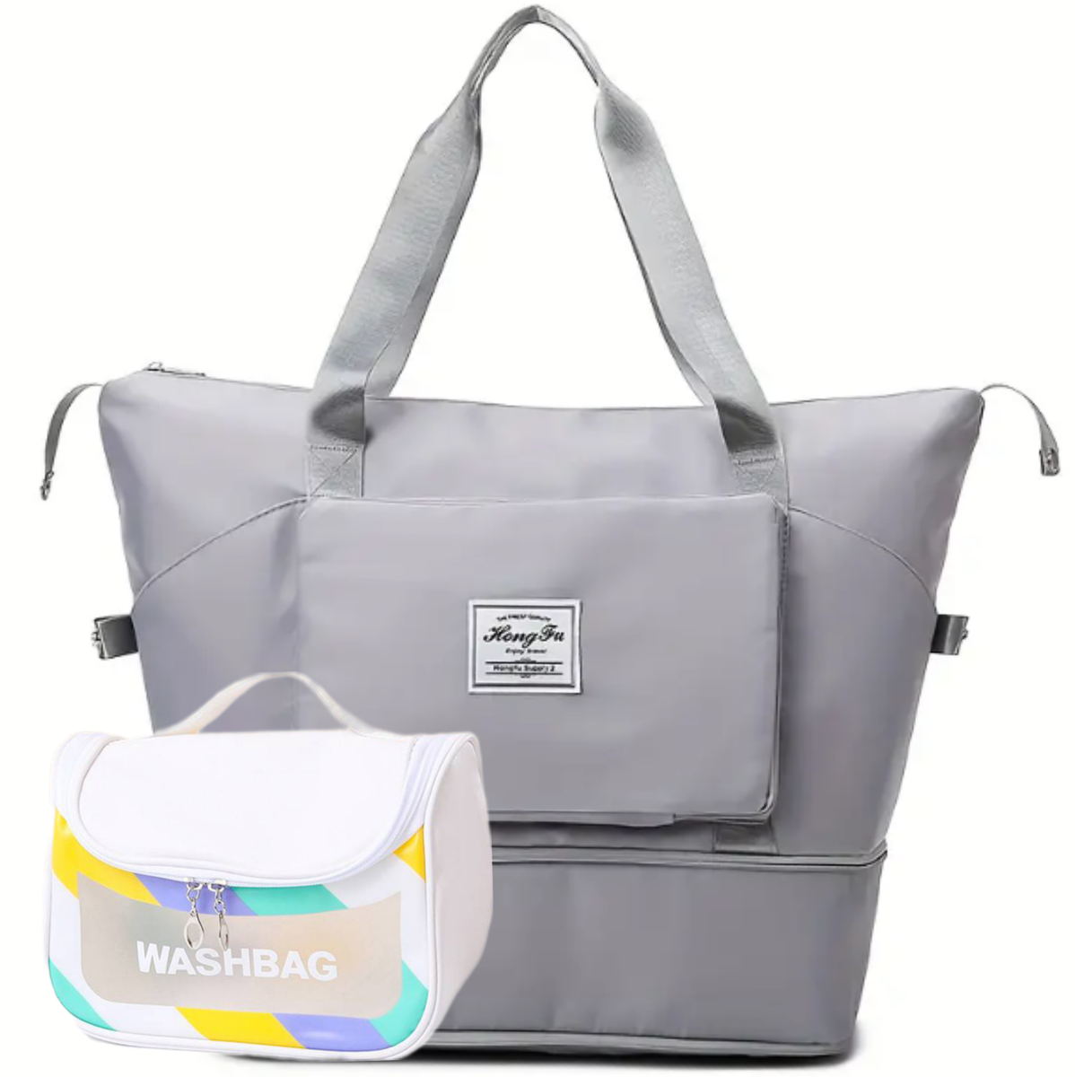 Expandable Foldable Waterproof Travel Gym Duffel Bag with Toiletry Bag