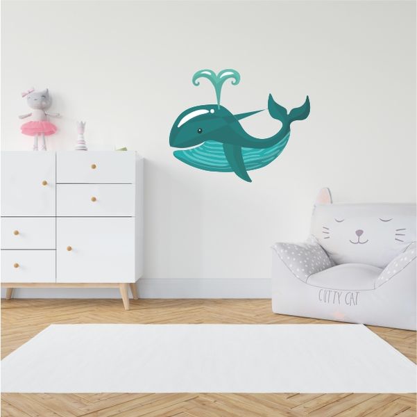 Cartoon Whale Wall Decal Sticker