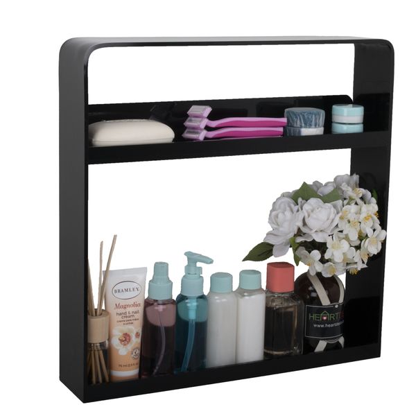 2-Tier Acrylic Bathroom Storage Shelf No-Drill Wall Mounted Organizer