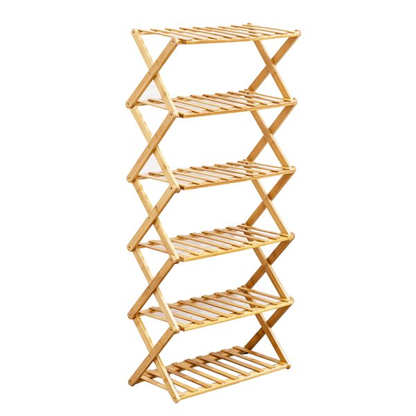 Home Multifunctional Foldable Bamboo Shoe Organiser Rack 6Layer 98x110x25cm