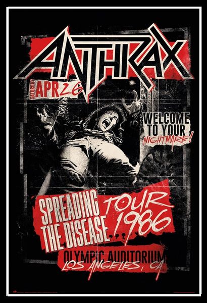 Anthrax Spreading The Disease 1986 Poster with Black Frame