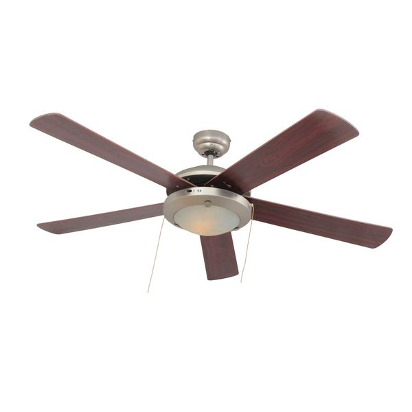 Comet - Ceiling Fan - 5 Blades - Satin Chrome/Cherry