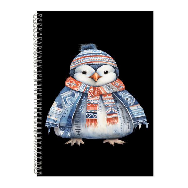 Winter Coat A4 Notebook Spiral and Lined Penguin Lovers Graphic Notepad 127