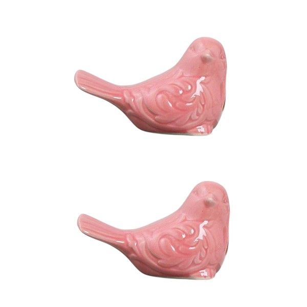 Bird Ornaments - Pink - 2 Piece