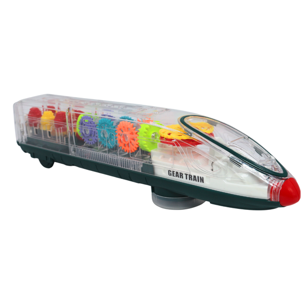 Transparent Musical Train Kids Toy-Visible Colored Moving Gears with Light