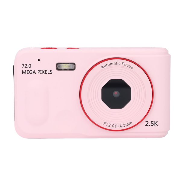 Kids Camera 72MP, 2.5K, 16X Zoom, Anti-Shake, 2.4" Screen, Pink