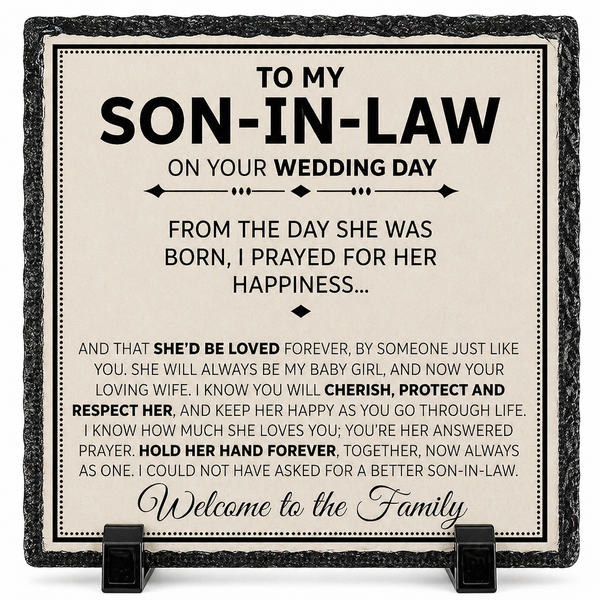 Son-In-Law Wedding Rock Slate Gift - Luxury Family Keepsake