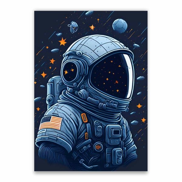 Astronaut USA Flag Poster - A1