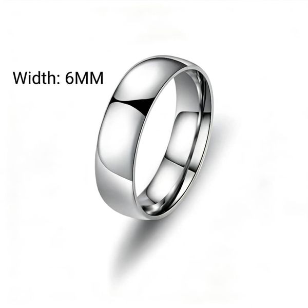 Men's Women's Simple Stainless Steel Ring 6mm BAND
