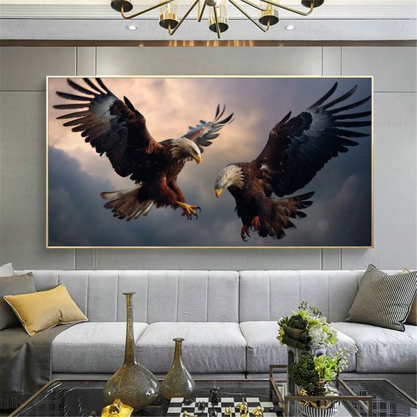Canvas Wall Art - Aerial Duet Eagles - 0666