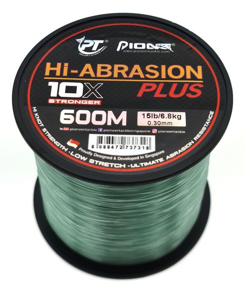 Pioneer High Abrasion 600m Dark Green Fishing Line 0.30mm - 15lb/6.8kg