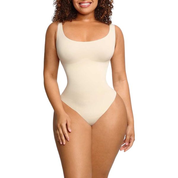 Pear Shapewear Seamless Sculpt Scoop Neck Thong Bodysuit