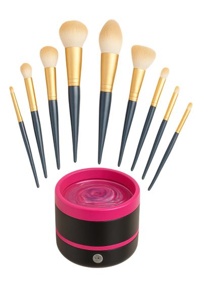 Electric Makeup Brush Cleaner &amp; Dryer Kit with 10 Professional Brushes