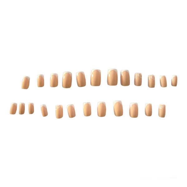 24 pieces Short Square White Heart Fake Nails / Press-on Nails