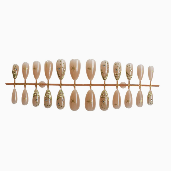 On Nails Almond - Gold Star Swirl image