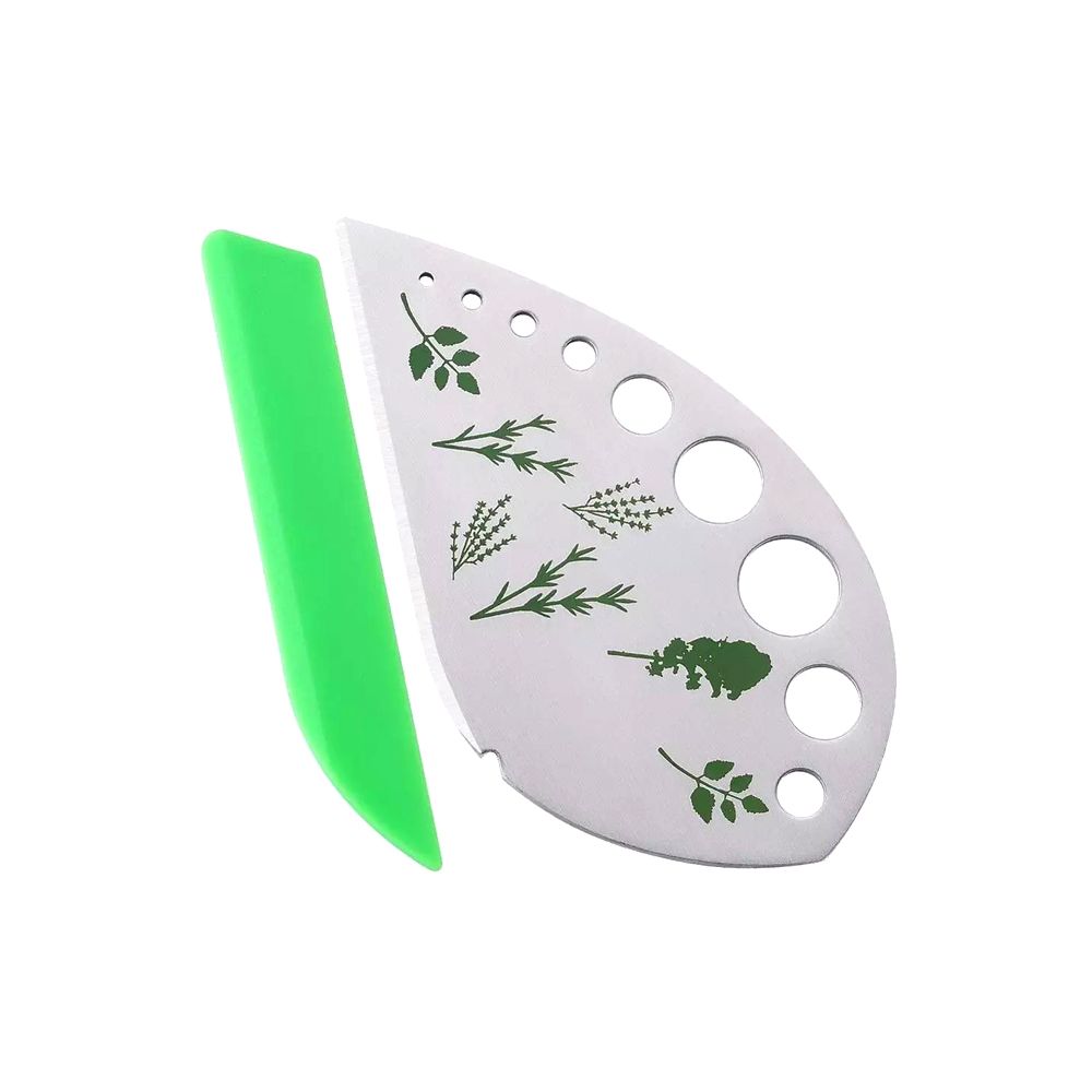 Herb Stripper & Cutter Tool - Stainless Steel Leaf Remover With 8 Holes & Protective Holder