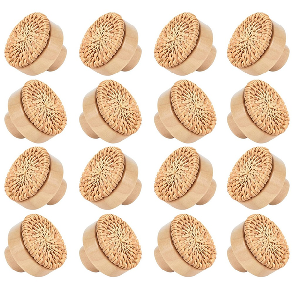 16 Pack Boho Rattan Dresser Knobs Handmade Wicker Compatible with None