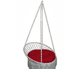 Indoor/Outdoor Cushioned Fringed Relaxing Hammock Swing - Red & White ...