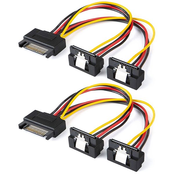 2-Pack 8-Inch SATA 15 Pin Male to Female Power Splitter Cable