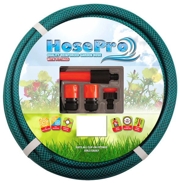 HosePro Garden Hose - 12mm x 15m With Fittings