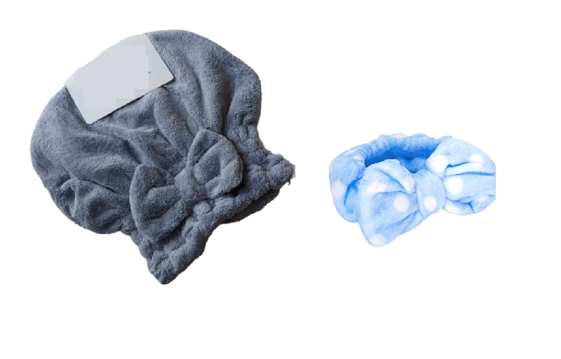 Colour Headband &amp; Coral Fleecee Hair-Drying Cap Set