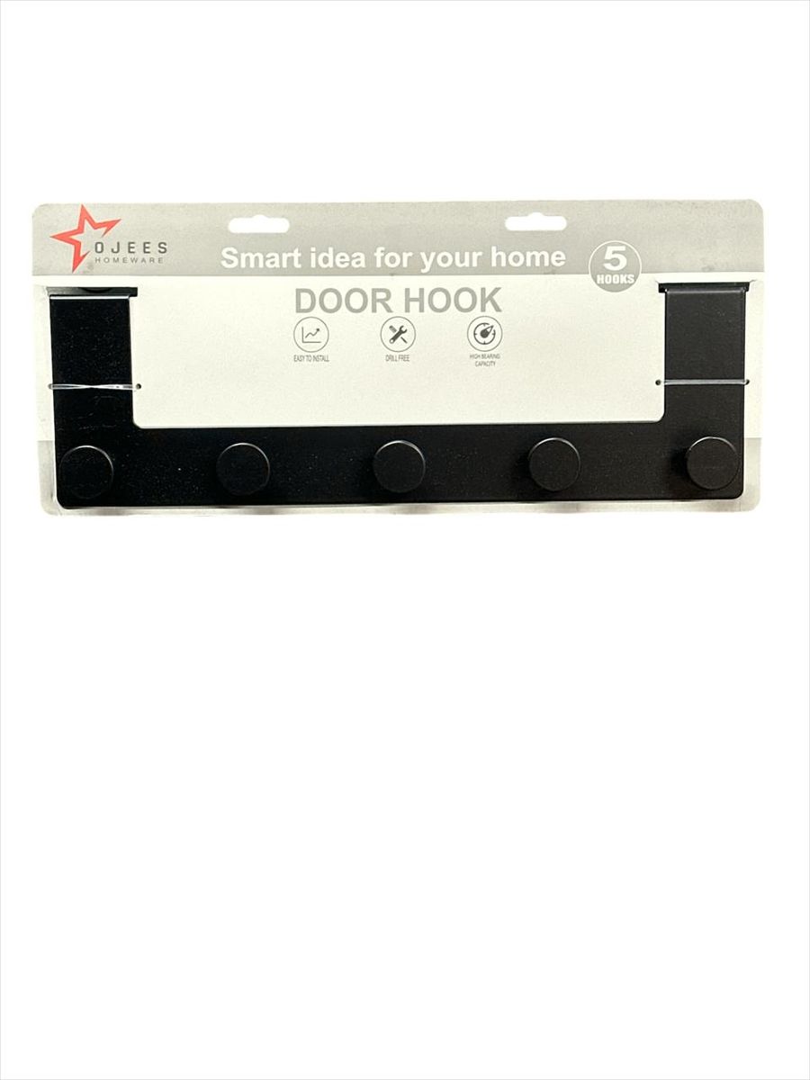 Ojees Homeware 5 Hook Matte Black Metal Door Hook