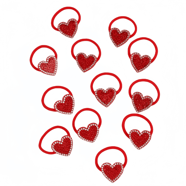 12-Pack Girls' Heart Hair Ties