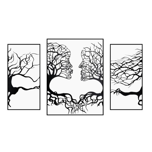 Decor Tree of Life Abstract Face Metal Wall Art 75cm - 3 Piece
