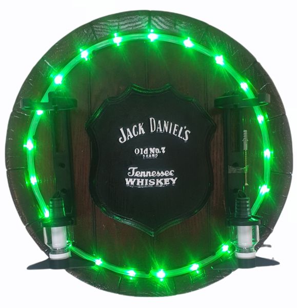 Large Round Barrel Led (Green) 2 Optic Liquor Dispenser (Jack Daniels)