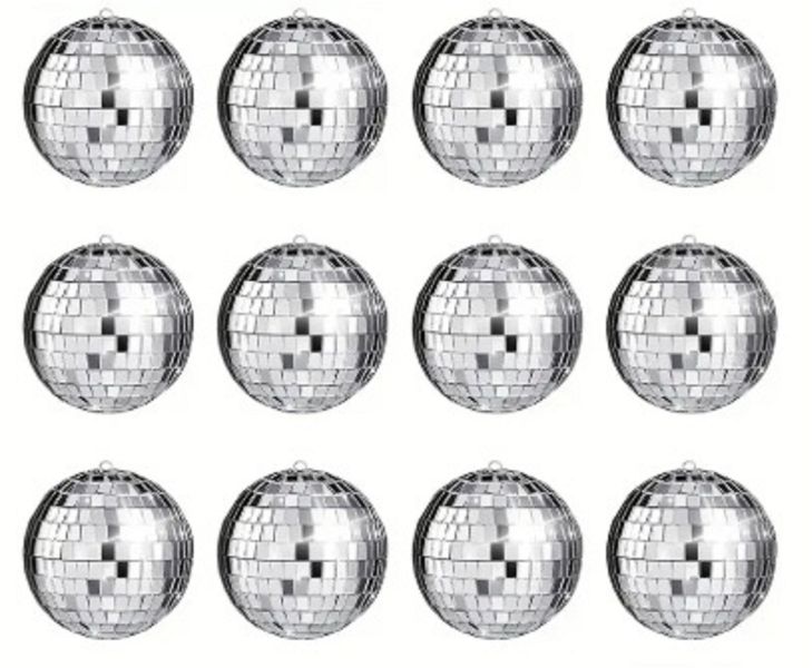 Reflective Round Hanging Decoration Mirror Disco Balls 12 Piece