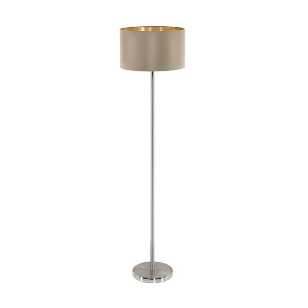 Eurolux - Maserlo Fabric Taupe / Gold Floor Light 60W
