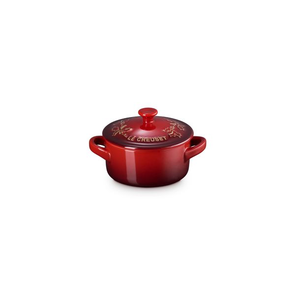 Le Creuset Stoneware Holly Mini Casserole with Gold Decal - 250ml