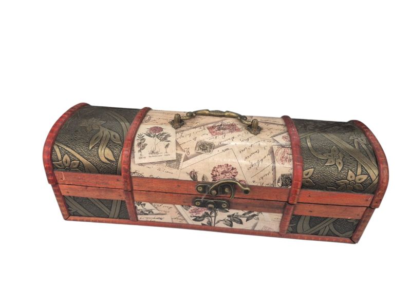 Decorative Wooden Chest with Vintage Floral Design